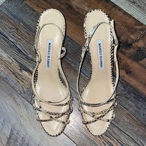 Manolo Blahnik Strappy Snake Heels with dust bag